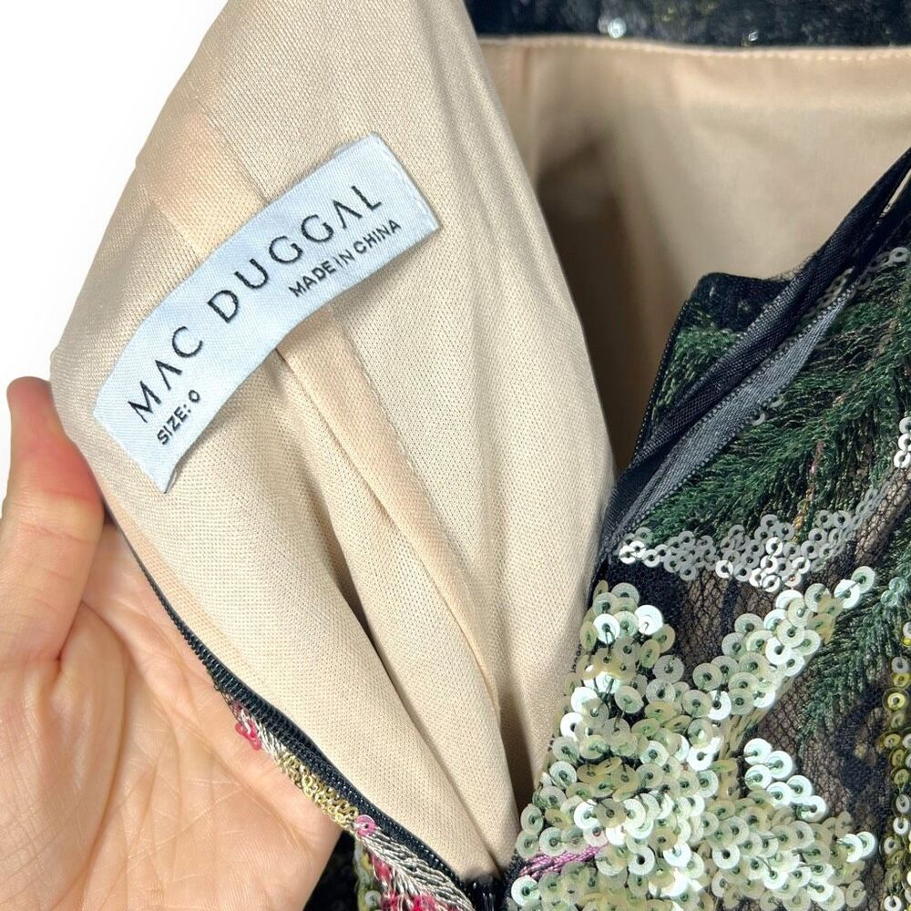 Mac Duggal Embellished Floral One Shoulder Gown 49574 Black Multi Size 0 - Picture 8 of 14